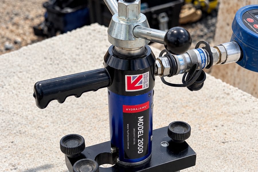 Anchor point load testing equipment on a roof