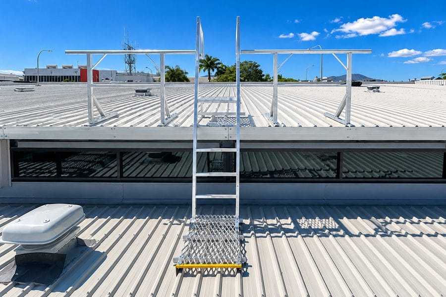 Roof access ladder, walkway and platform